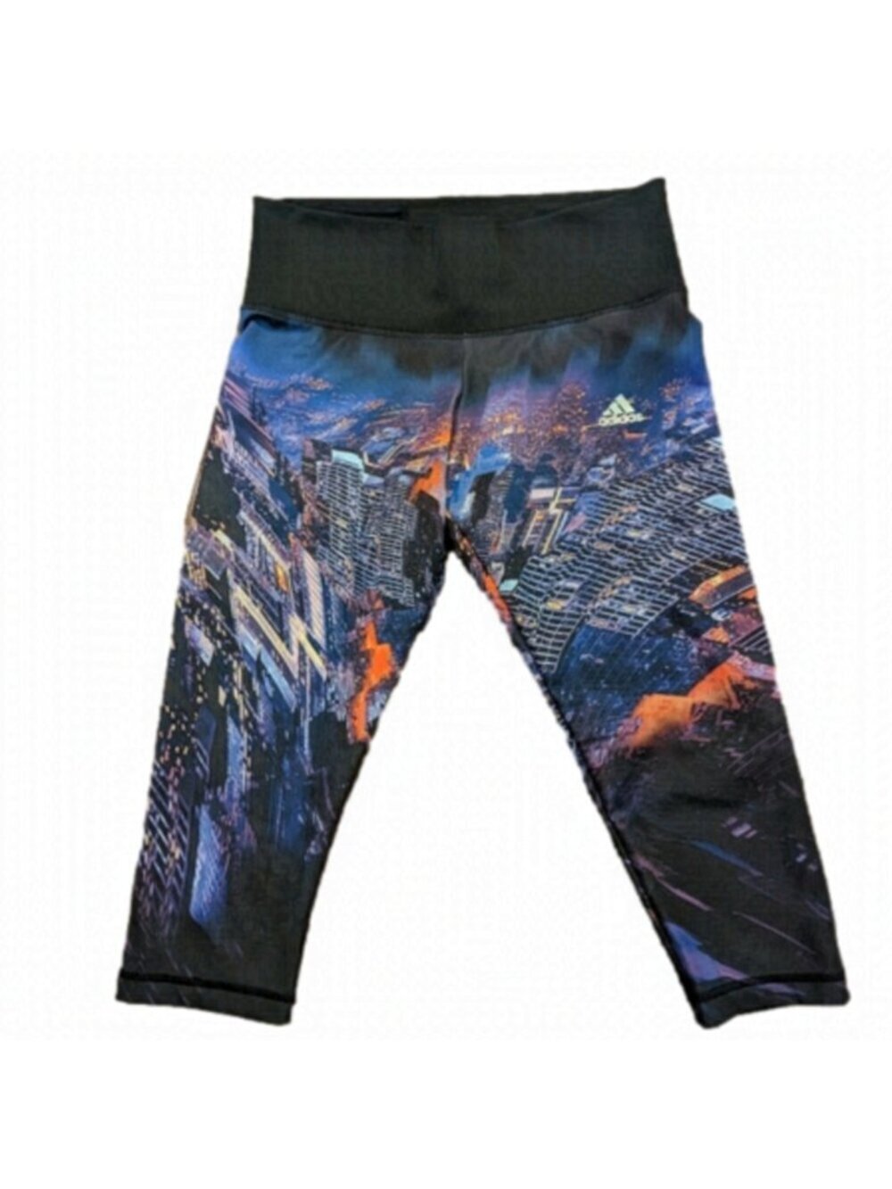 Adidas athletic techfit crop pants woman's Sz S cityscape